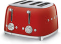 grille-pain Smeg | 36 mm, 2000 W – Rouge | 4 Tranches TSF03RDEU, 4 Fentes – 6 Niveaux de Brunissage | Fonction Chauffage