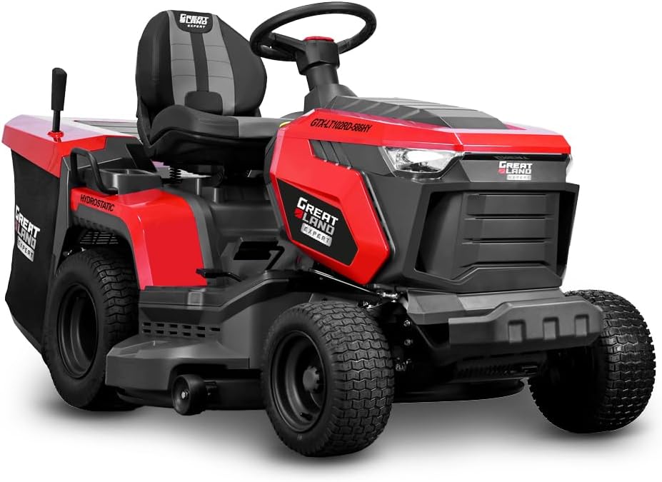 GREATLAND tondeuse à gazon, 102 cm – Noir/Rouge | Tracteur Tondeuse 586cc - Largeur de Coupe - Boîte hydrostatique