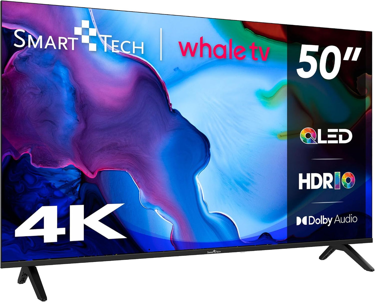 téléviseur Smart Tech – 127 cm | Noir, TV QLED 4K UHD 50' ( ) Smart TV Whale OS-50QH02K- Molotov – Prime Video