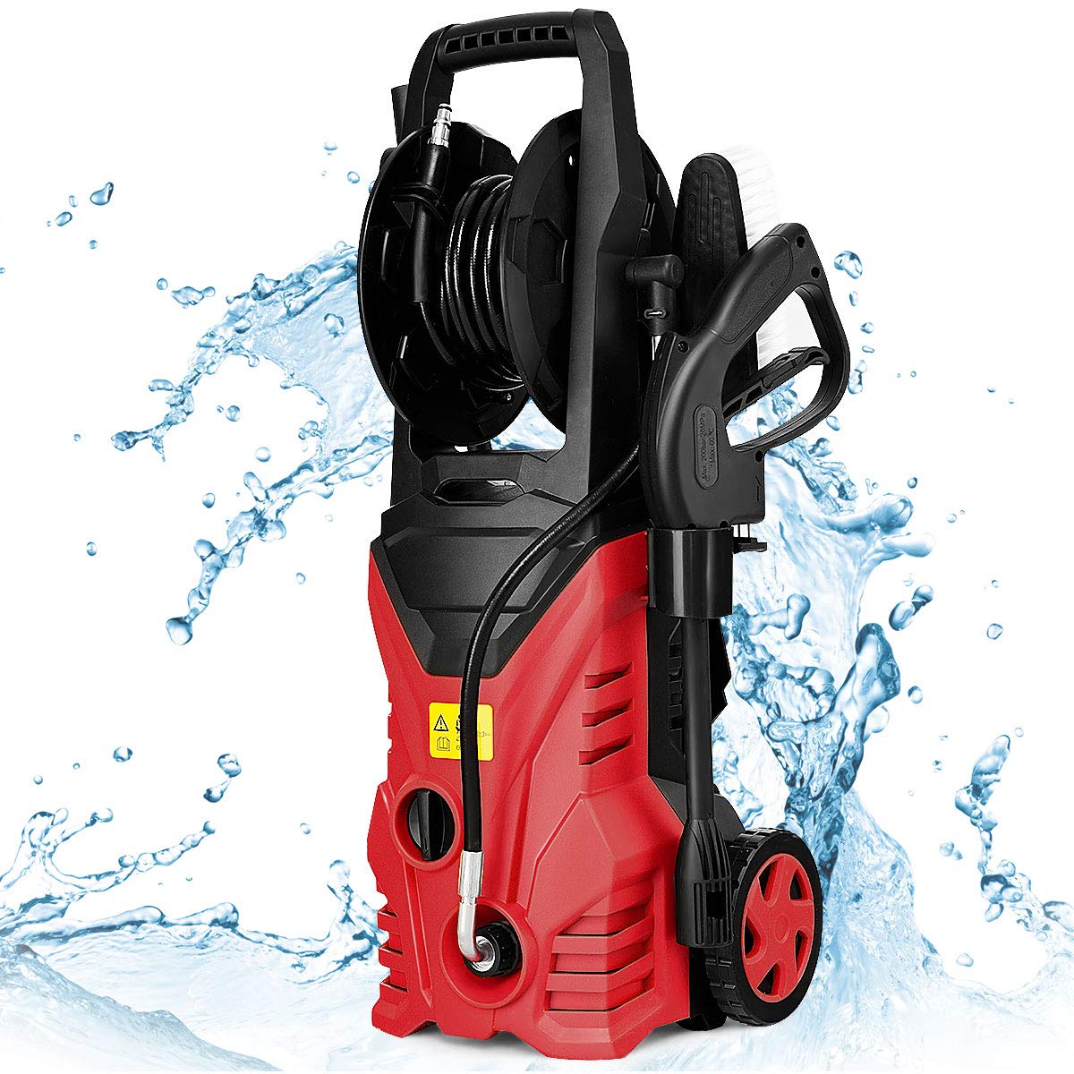 nettoyeur haute pression GOPLUS – 1400 W | 140 Bar, 300 L – 5M | Rouge/Noir, H avec Buse Lotus – Buse Haute Pression