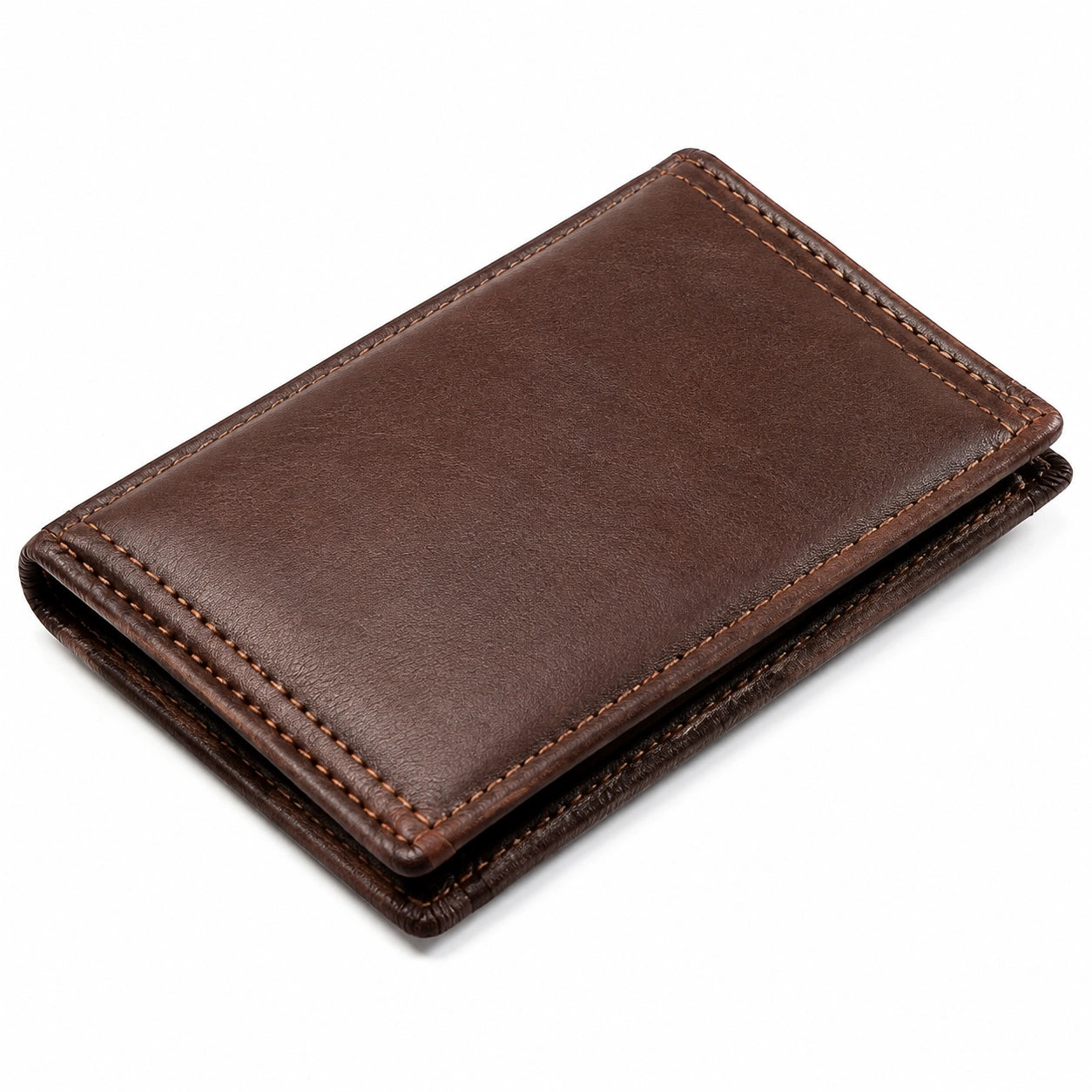 Portefeuille homme 11.5 x 9.5 cm en cuir marron pliant classique