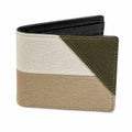 Portefeuille pliant 12 x 9.5 x 2 cm textile et matière synthétique beige kaki noir bicolore