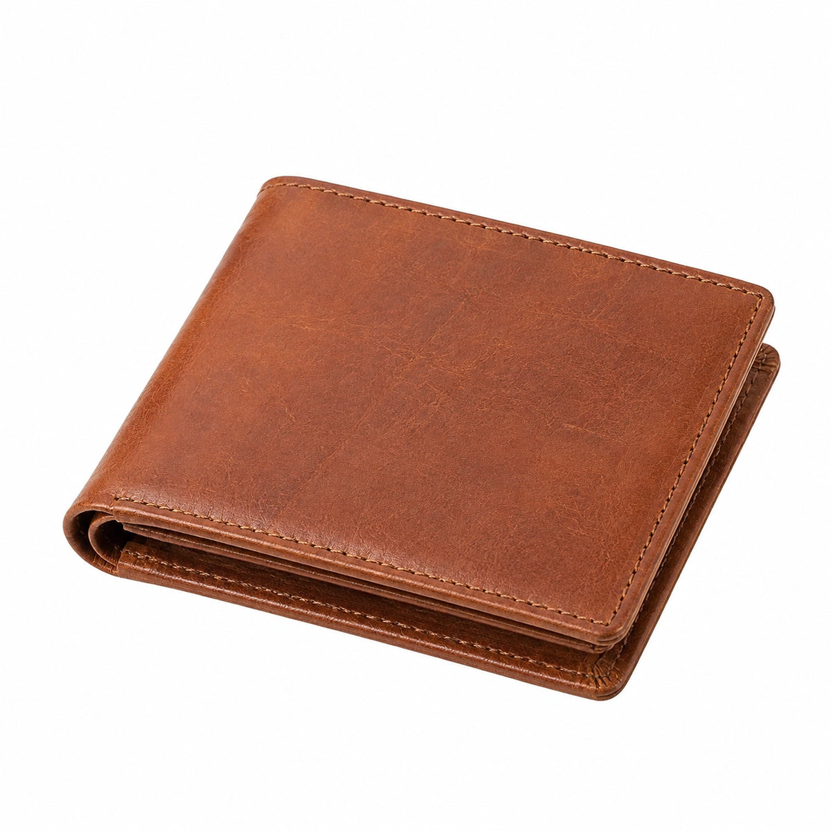 Portefeuille compact 12 x 9.5 x 2 cm aspect cuir marron pliant