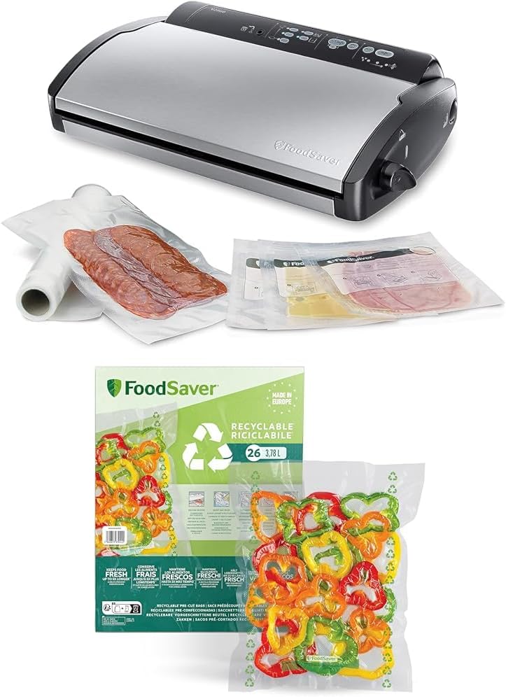 Appareils de mise sous vide FoodSaver – Argent/Noir | Machine Sous Vide, compartiment de rangement pour rouleau et cutter et 3 vitesses d'aspiration