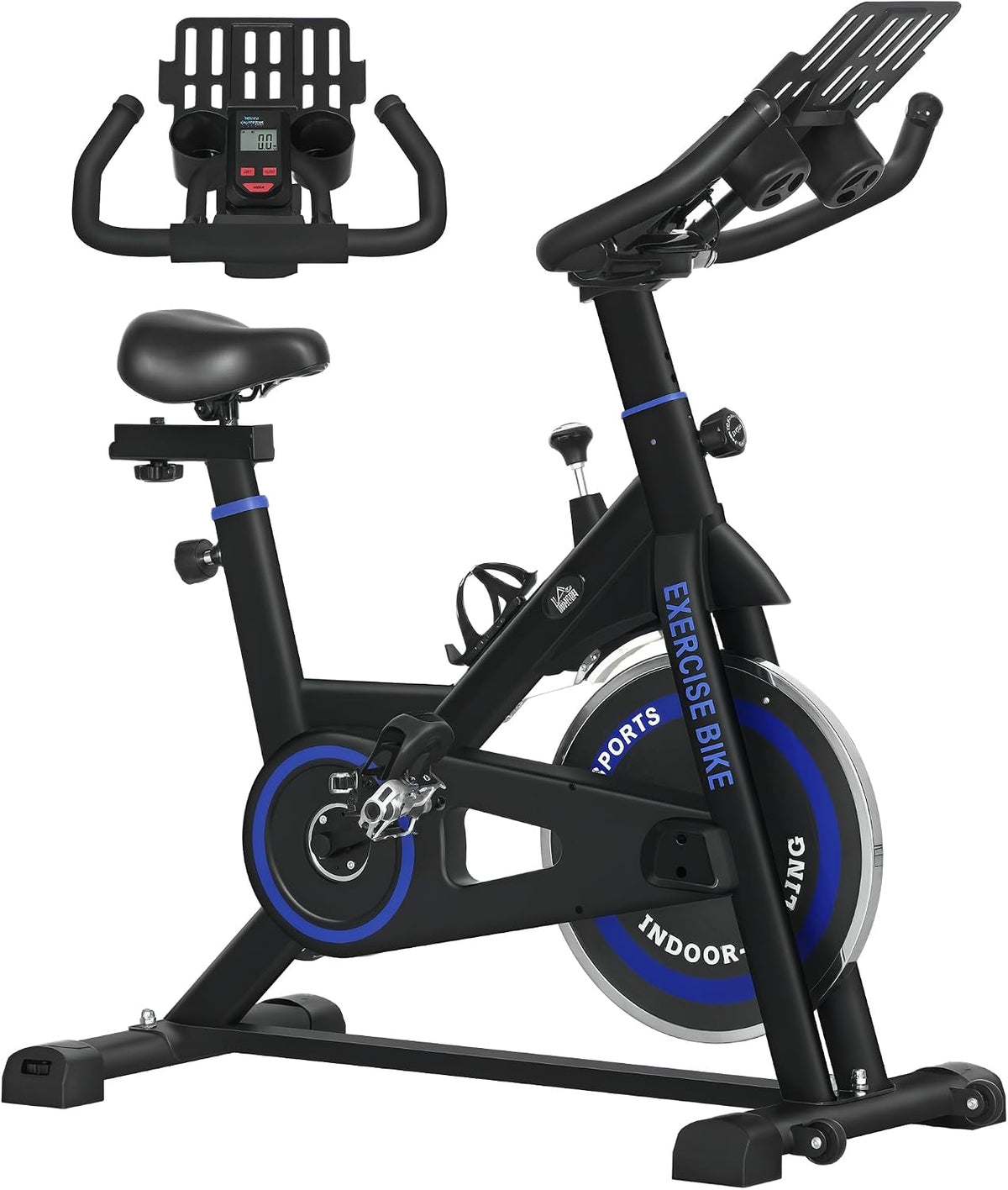 Vélos d'appartement HOMCOM – A90-146V01 | 8 kg, acier et ABS – blanc | noir et rouge, écran LCD – guidon et siège réglable pour la maison ou la gym