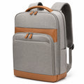 Sac à dos 30 x 15 x 42 cm textile gris marron avec compartiments zippés