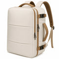 Sac à dos 32 x 20 x 45 cm en textile synthétique beige pour voyage avec volume extensible