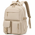 Sac à dos 32 x 20 x 45 cm en polyester beige à compartiments multiples