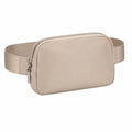 Sac banane 22 x 6 x 14 cm beige en similicuir avec ceinture textile réglable