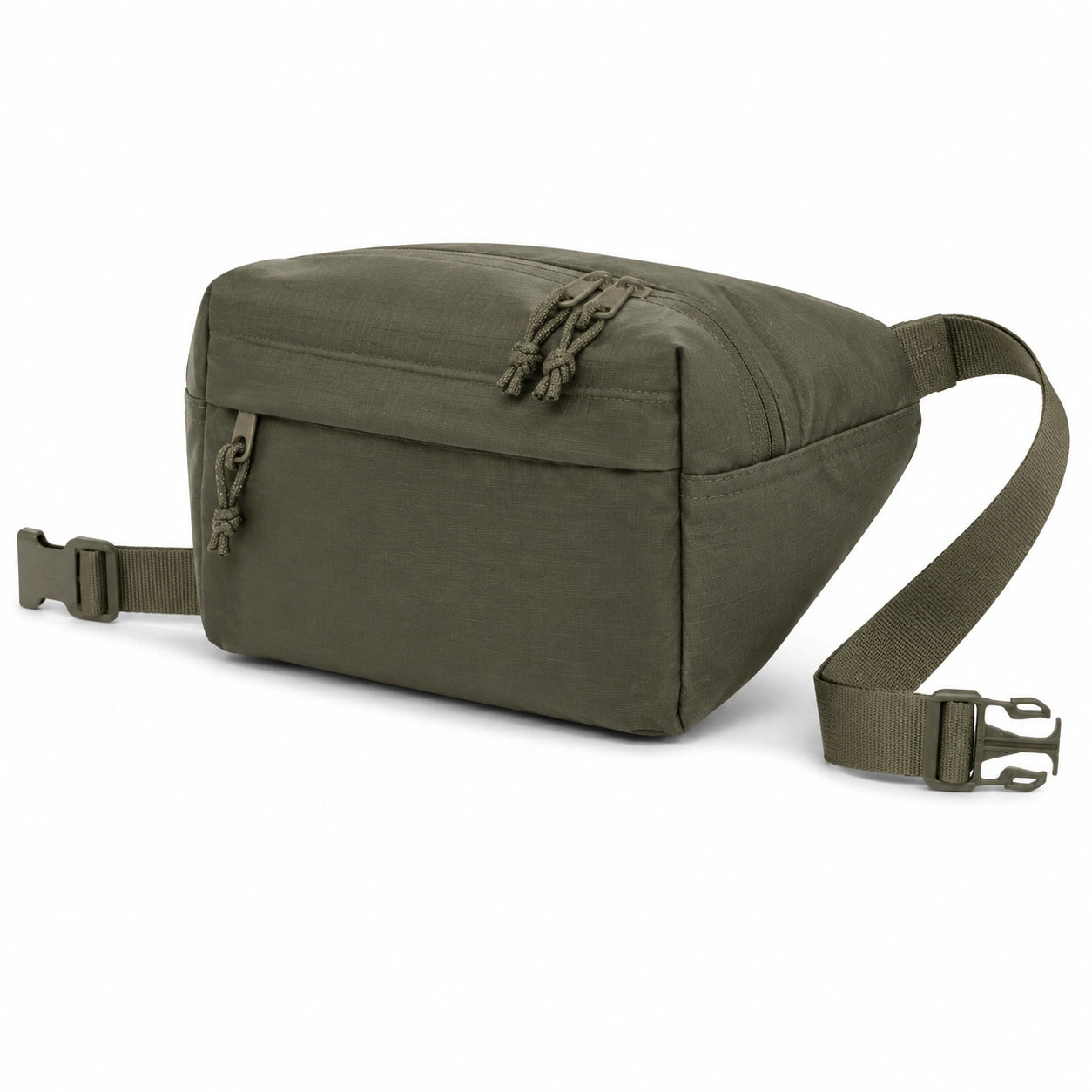 Sac banane 25 x 8 x 15 cm en textile kaki avec poches zippées