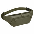 Sac banane 34 cm en similicuir vert kaki à poches zippées
