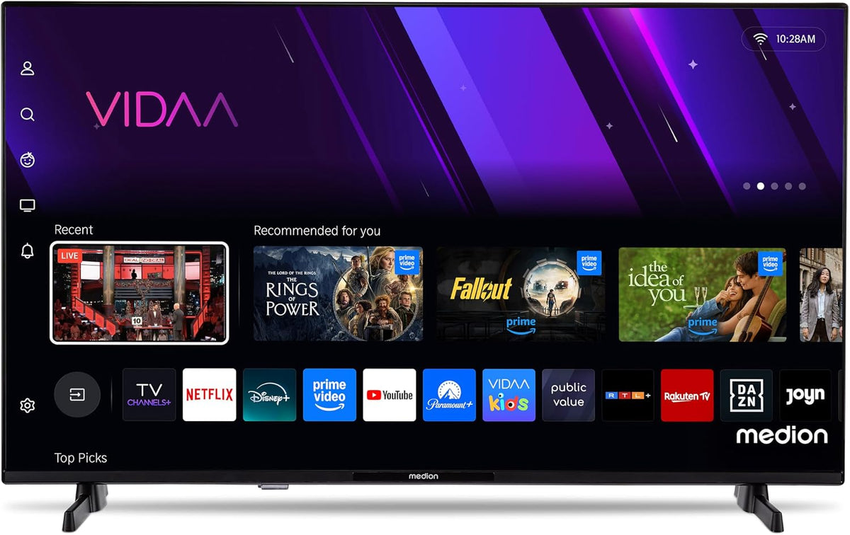 MEDION téléviseur, 43 Pouces – 108 cm | Noir, TV Full HD ( ) Television (Smart TV – VIDAA Store | Prime Video