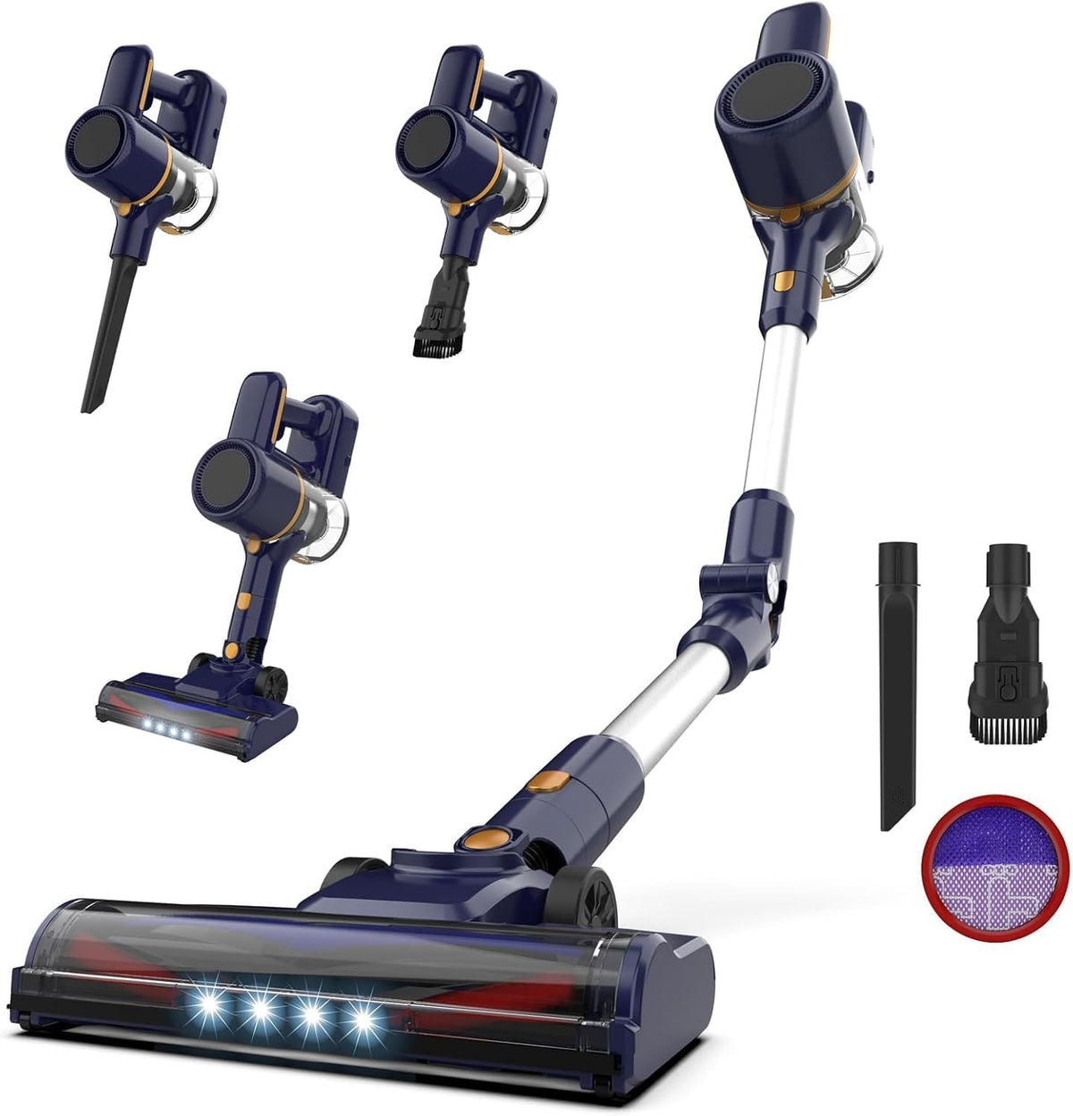 aspirateur balai sans fil Vastorm – Bleu/Noir | Aspirateur sans Fil, Puissant 20000Pa Pliable – 40Min Autonomie
