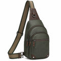 Sac à bandoulière 18 x 8 x 32 cm en matière synthétique vert kaki style urbain à poches zippées