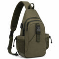 Sac bandoulière 18 x 8 x 32 cm en polyester vert kaki à poches multiples