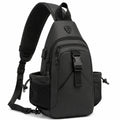 Sac à dos bandoulière 18 x 10 x 32 cm noir en similicuir avec poches zippées