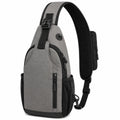Sac bandoulière 18 x 10 x 32 cm en textile gris pour ville avec poches zippées