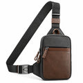 Sac bandoulière 18 x 8 x 30 cm en similicuir noir marron pour usage quotidien à poches zippées