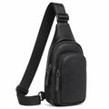 Sac bandoulière 17 x 7 x 30 cm noir en similicuir avec compartiments zippés