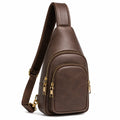 Sac bandoulière 18 x 8 x 34 cm en simili cuir marron à poches zippées