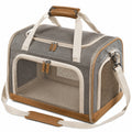 Sac de transport pour animal 45 x 30 x 32 cm gris marron en textile avec panneaux en maille