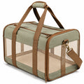 Sac de transport pour animaux 45 x 28 x 30 cm en tissu vert avec panneaux en maille et bandoulière