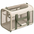 Sac de transport pour animal 45 x 28 x 28 cm en textile beige et vert - pliable et aéré