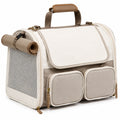 Sac de transport pour animal 45 x 30 x 32 cm en polyester beige et taupe avec tapis amovible
