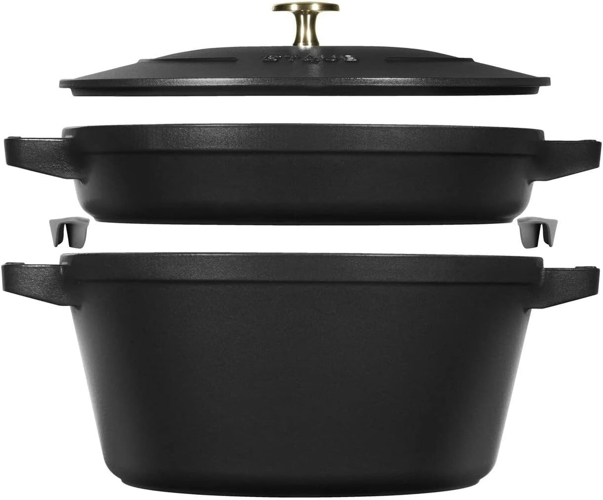 STAUB Cocottes, Noir – La Cocotte Lot de 2 casseroles rondes en fonte e