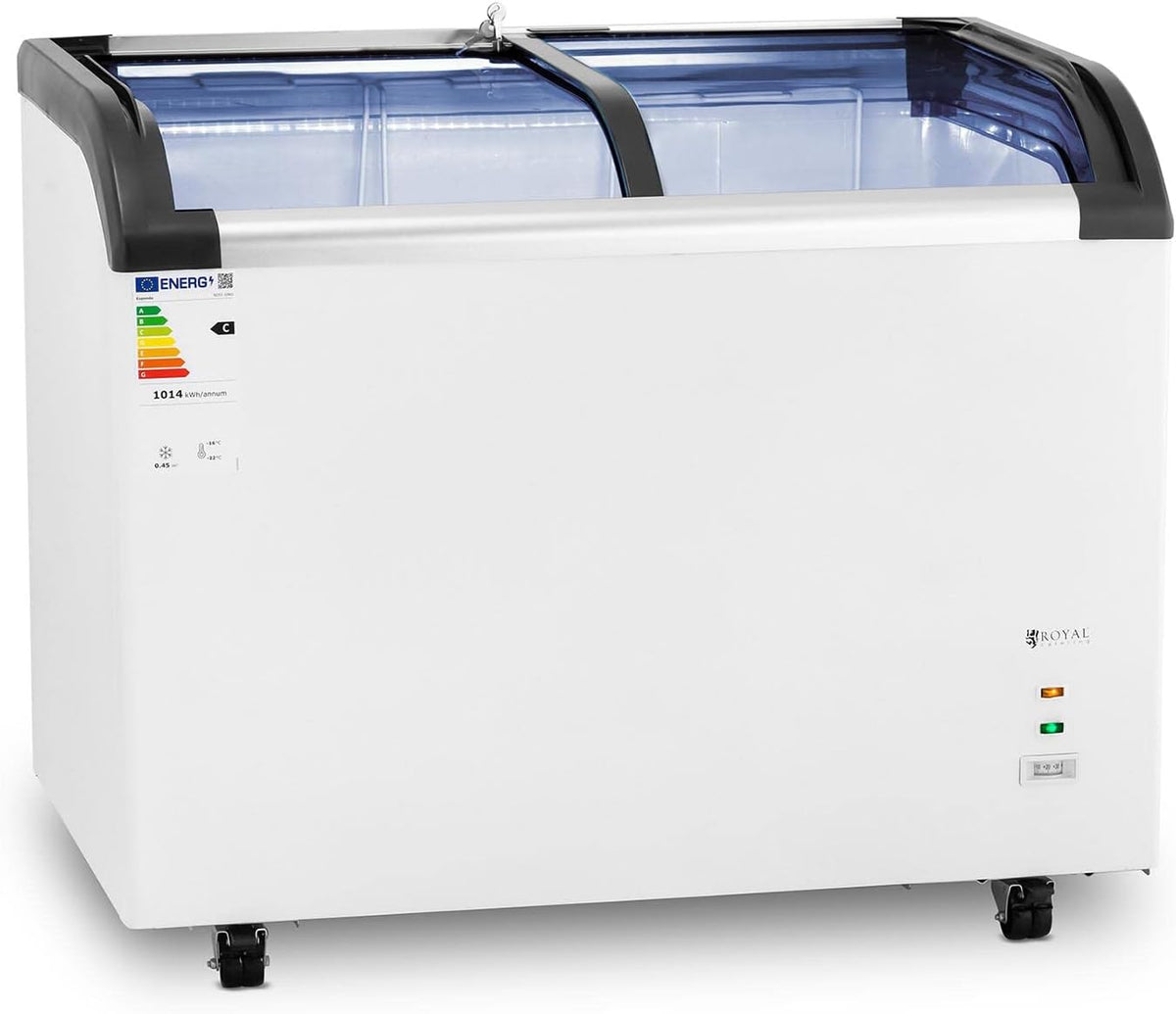 réfrigérateur Royal Catering | frigo, 198G – 273 l | 198 W, Blanc/Noir/Bleu – RCFZ- Grand Congélateur Coffre Bahut Horizontal Professionnel (Volume