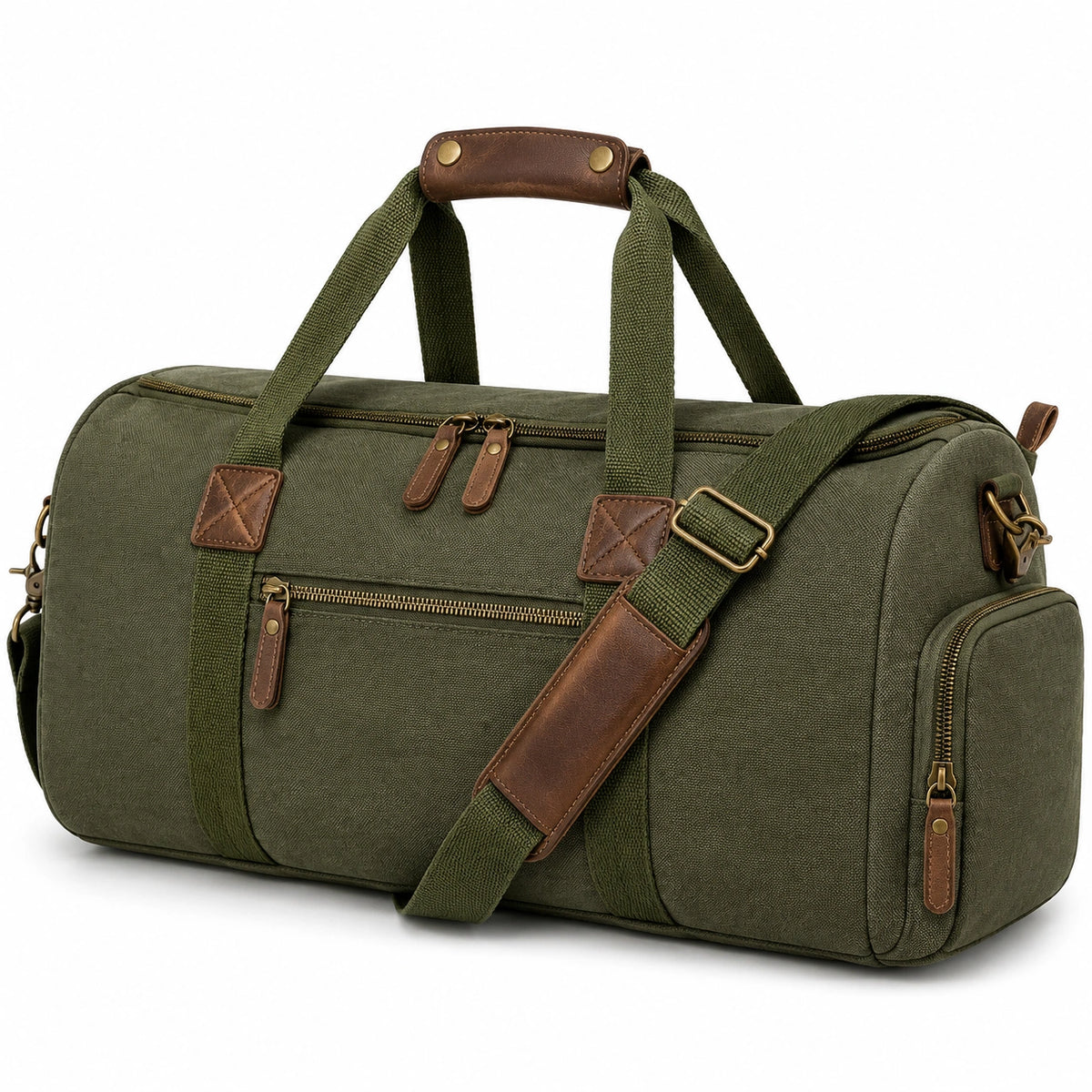 Sac de voyage 50 cm en toile vert kaki avec bandoulière réglable