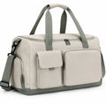 Sac de voyage 48 cm en textile synthétique beige vert avec bandoulière et poches zippées