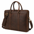 Sac ordinateur 40 x 30 x 8 cm en cuir marron style professionnel avec bandoulière