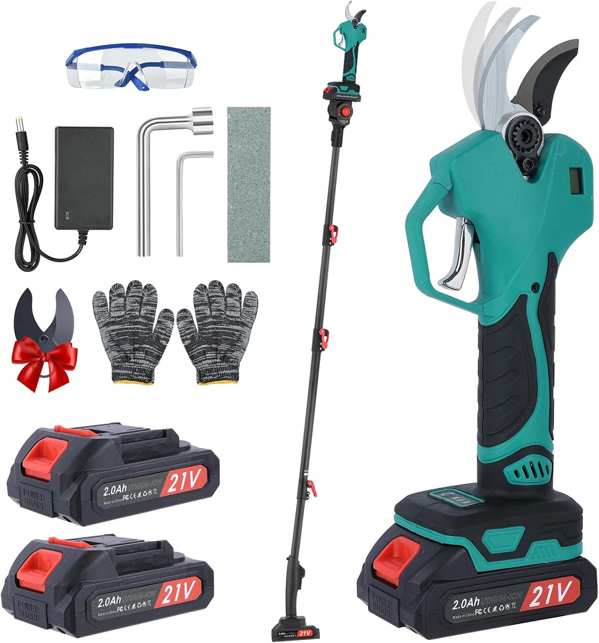 Sécateurset ciseaux Nexalite | 40 mm, 2M – 2×2000 m | Vert/Noir/Gris, Secateur a Batterie Ah – 3 Réglages | la taille