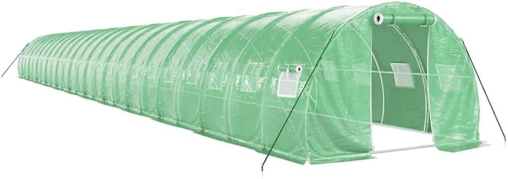 Tomostar Serres tunnel, 24 x 3 x 2 m (L x l x H) – 72 m | 24x3x2 m, PE (polyéthylène) – acier galvanisé | vert, Serre de Jardin Tunnel