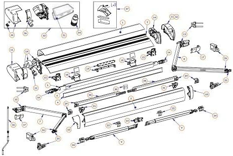 Popotes Mecatechnic | 500 cm, Argent – Bras Complet Gauche pour Stores Omnistore 300 à cm Thule 6300