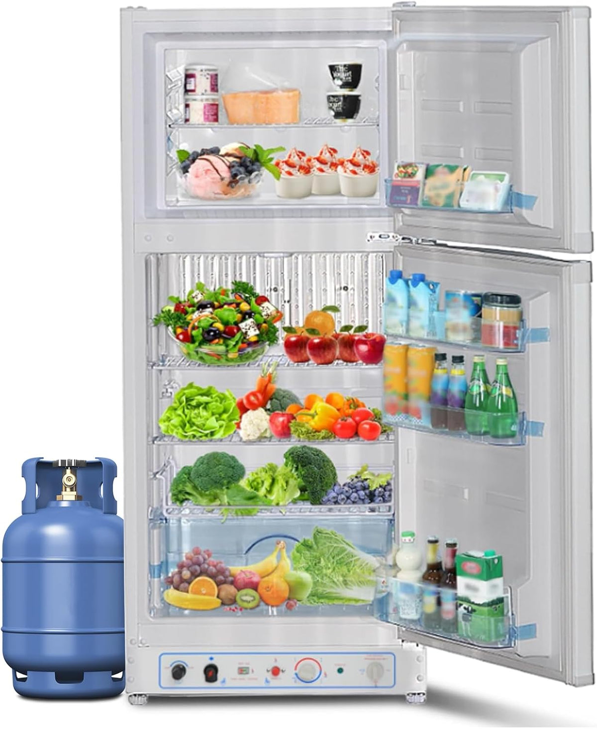réfrigérateur Techomey | 220 V, 175 litres – Blanc | Frigo Congélateur Gaz, Frigo Congélateur Combiné (129+46)