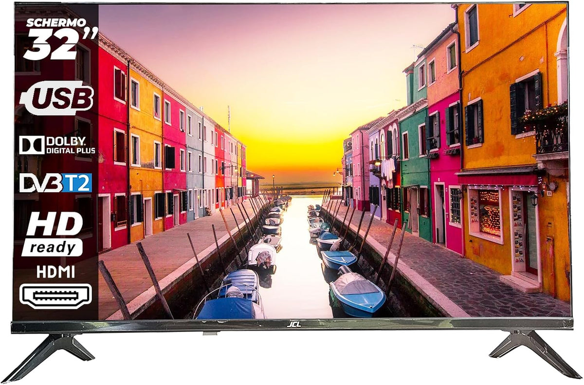 téléviseur JCL – AC 100-240 V 50/60 Hz | 60 W, Noir – 32HDDTV2023 TV TV 32' HD Ready 720p | signal ATV/DVB-T/T2/C/S/S2