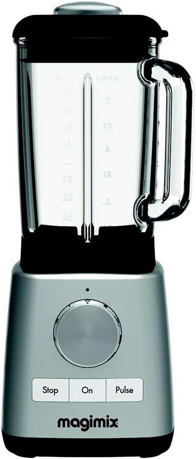 Magimix blender, 1,8 l – 1200 W | 600 tr/min, 000 tr/min – Noir/Argent | 11625 Mixeur en verre Chromé