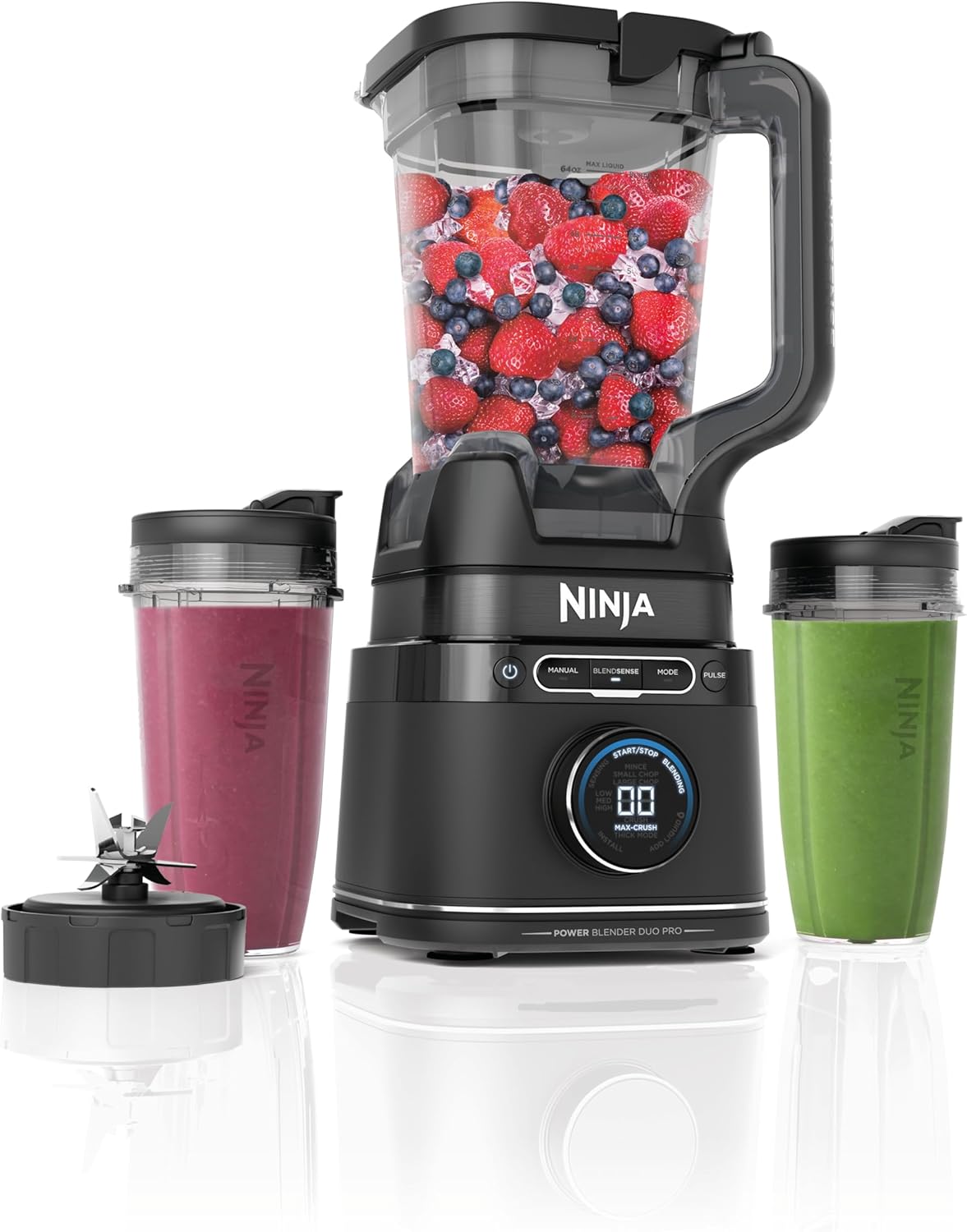 blender NINJA – 1200 W | 2 L, Noir – Detect Power Pro & Single Serve 2-en-1 | mixeur avec récipient, 2 gobelets individuels