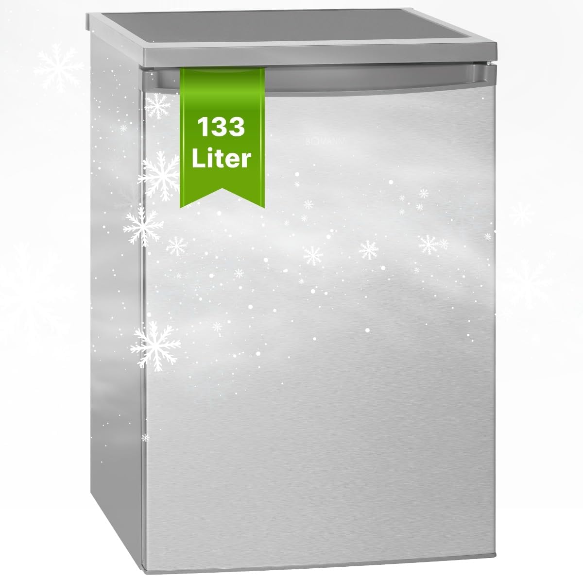 Bomann réfrigérateur, frigo – 133 L | 133 litres, Argent – inox VS2185-1-inox | Capacité nette, Éclairage intérieur à DEL