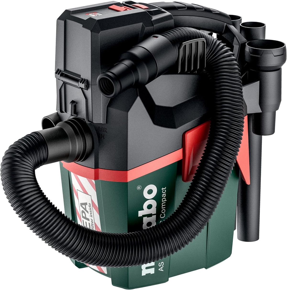 aspirateur eau et poussière metabo | 18 V, Noir/Vert/Rouge – 602029850 - Aspirador versión Sin BATERÍAS Li-ION AS 18 HEPA PC Compact