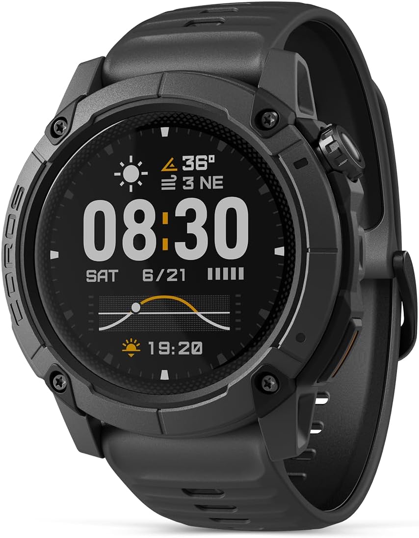 COROS Montres connectées, Noir – Nomad Montre GPS Outdoor Robuste | écran MIP 1.3', autonomie 22 Jours – Cartes globales préchargées