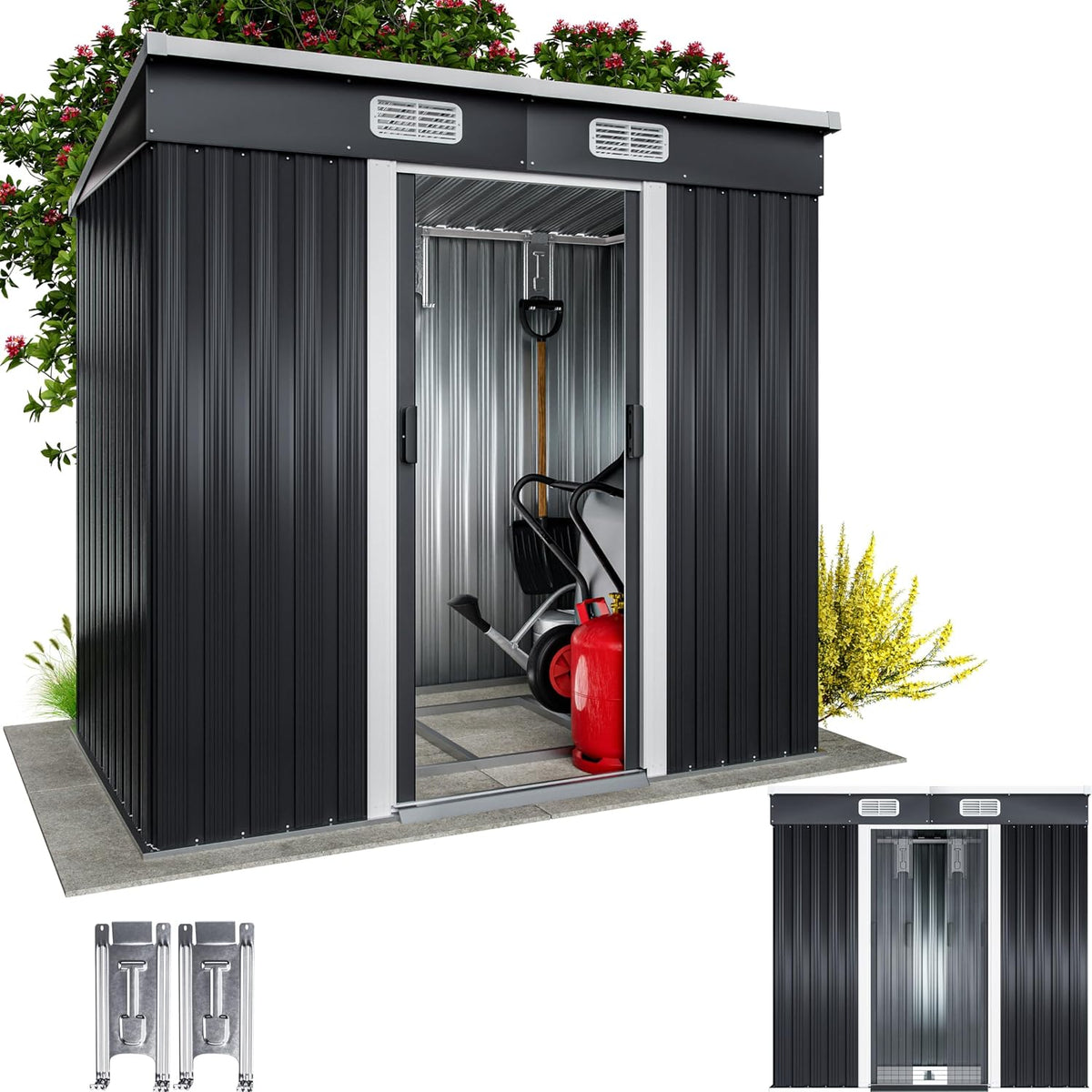Abris de jardin Gardebruk | 2 m, 200x125x185 cm – 3,4 m | Anthracite