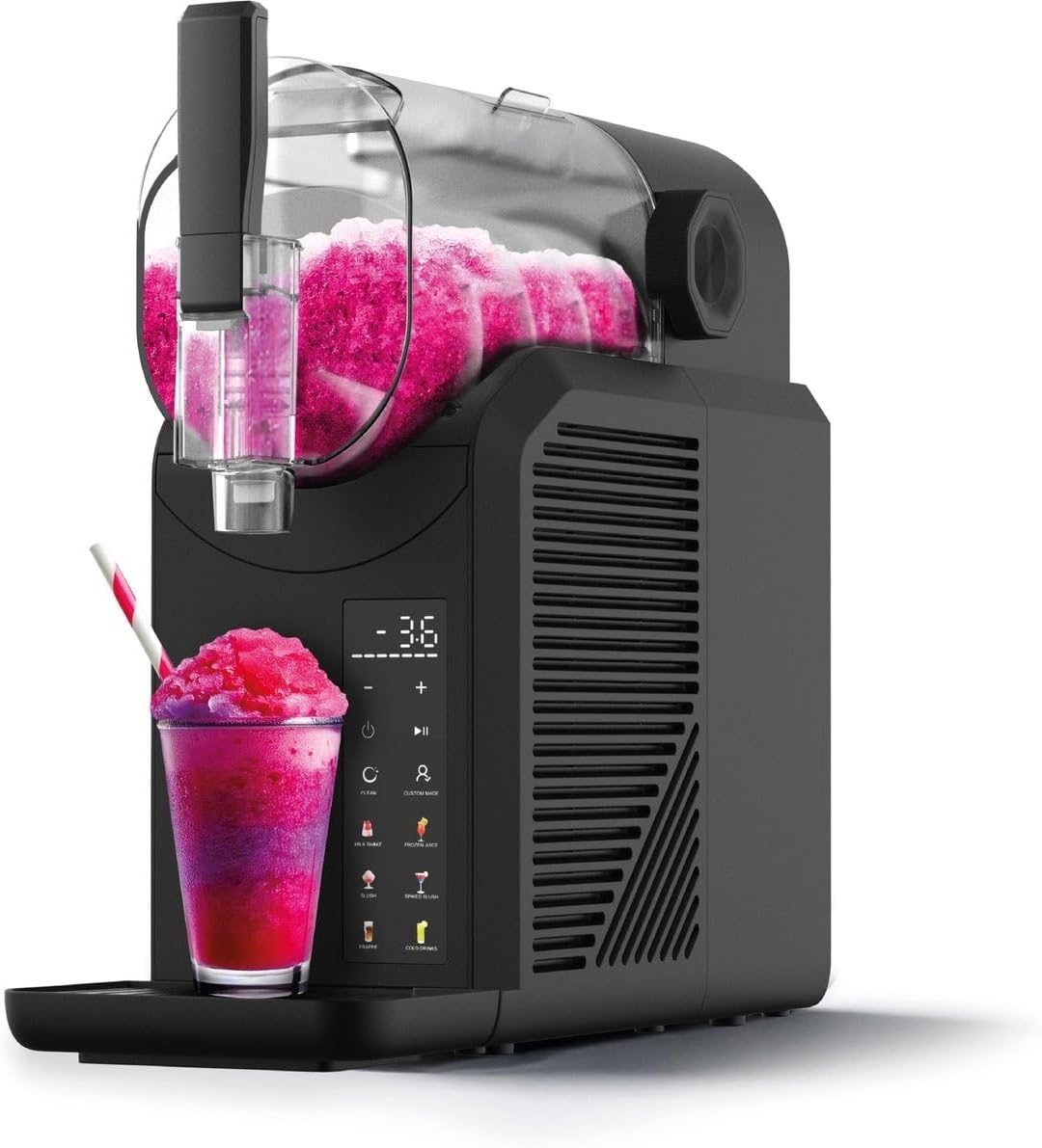 SEEGER sorbetière, 2 L – Noir | SuperSlush Machine a Granita, 7-in-1 Slush Machine – 7 Programmes Prédéfinis | Granités