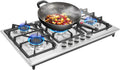 table de cuisson cunnyend – 58 x 50 cm | 8000 W, 58 cm – Argent/Noir | Plaque de cuisson à gaz 5 feux, encastrable