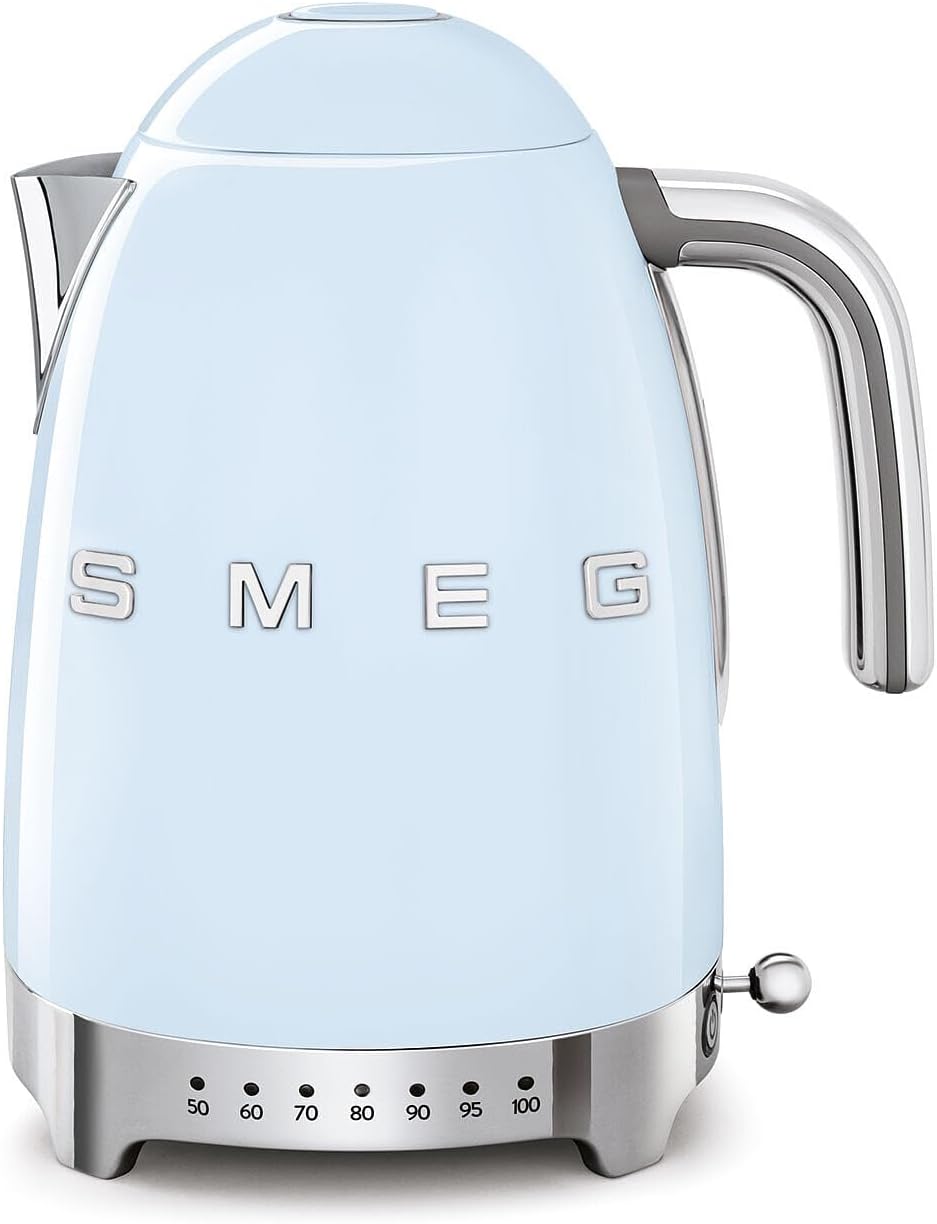 Bouilloires électriques Bouilloire SMEG KLF03BLMEU – 1,7 L | 2400 W, Bleu Clair – Bouilloire à Température Variable KLF04PBEU
