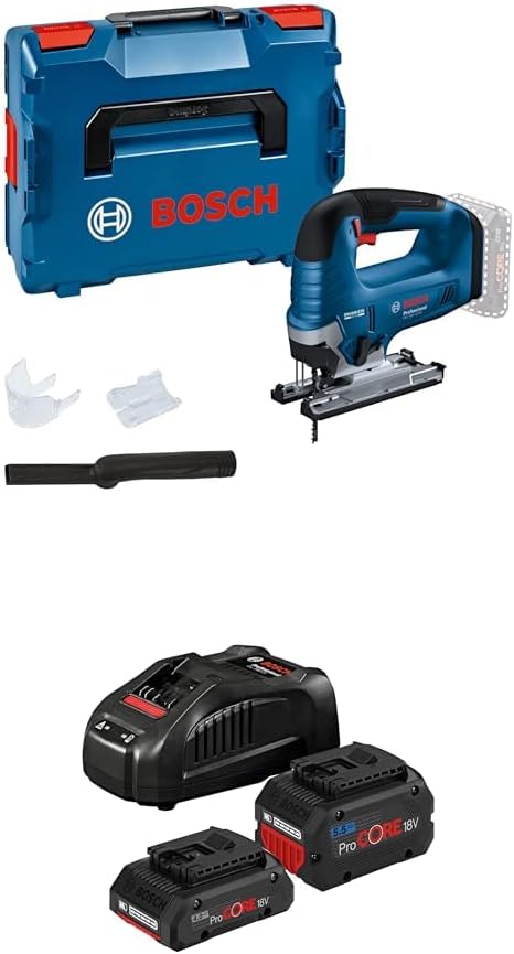 Outillage électroportatif Bosch Professional | 18 V, 4.0 Ah – 5.5 Ah | Bleu/Noir/Rouge, Bundle of GST -125 B (avec poignée étrier