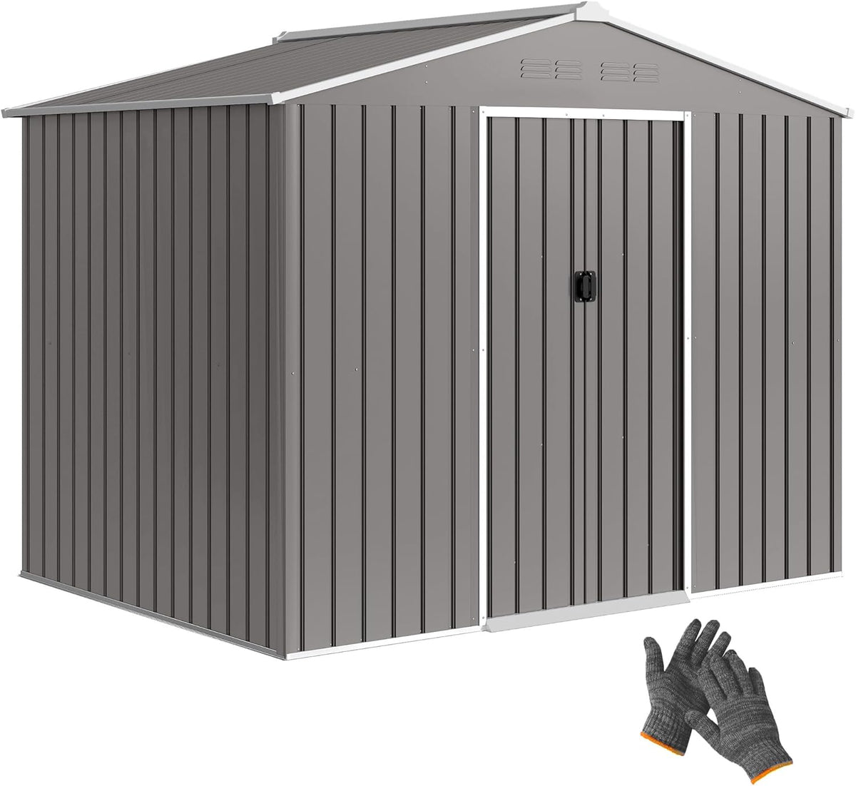 Abris de jardin Outsunny – 3,6 m | Gris Clair, Abri de Jardin ² en Acier galvanisé avec Prises d'air – Toit incliné