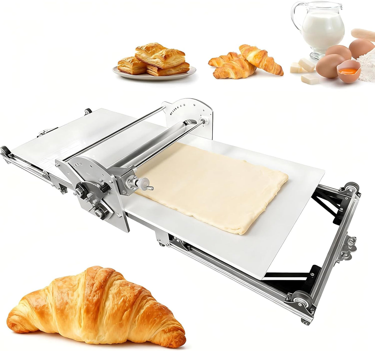 Laminoirs à pâte Dfdieratve | 45 cm, 30 cm – Acier inoxydable | Argent/Blanc, Laminoir à pâte Pliable - Laminoir Électrique à épaisseur réglable 2
